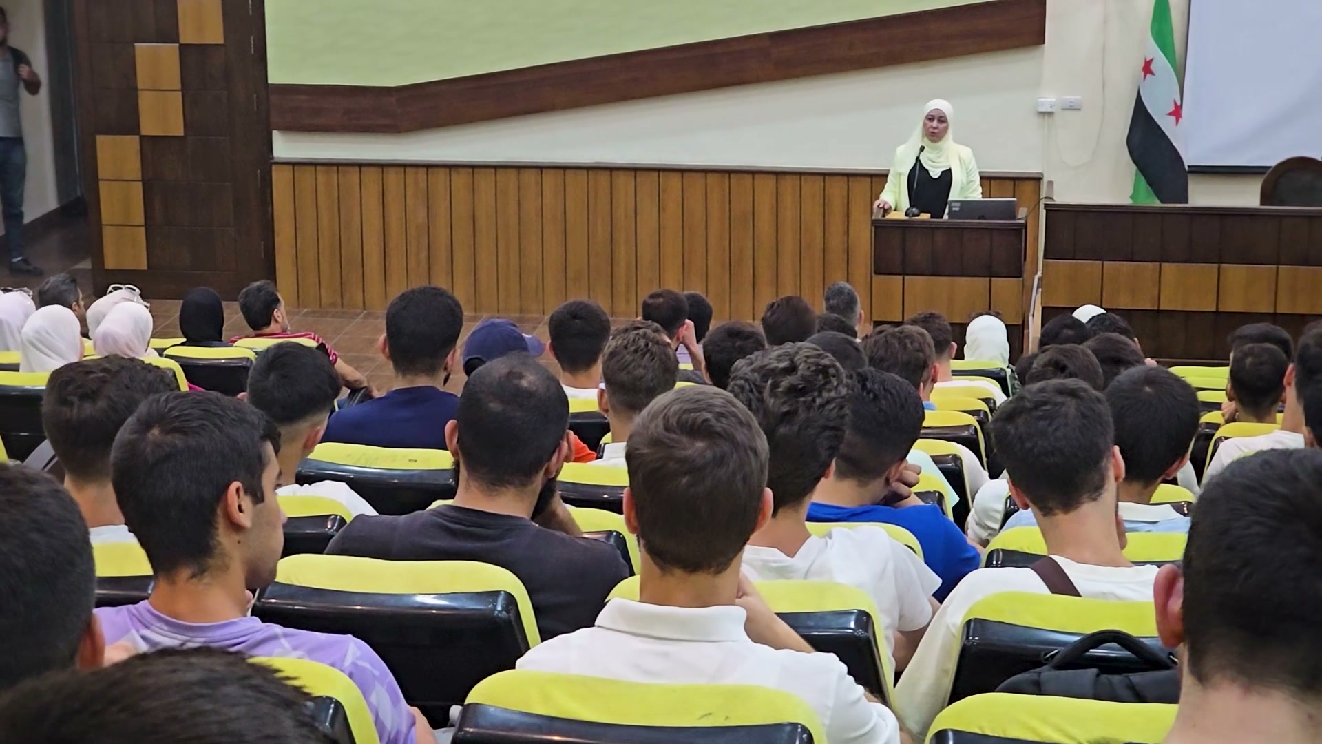 A full auditorium of students at the club contest opening